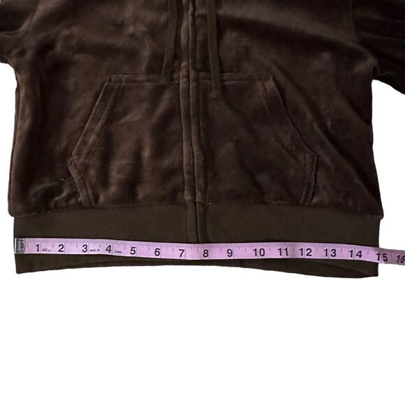 John Galt ~ NWT Brown Velour zipped hoodie ~ one size ~ please see measurements - Picture 8 of 10